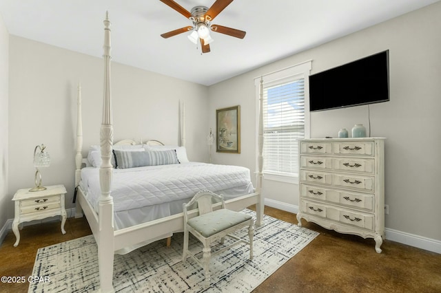 bedroom featuring ceiling fan