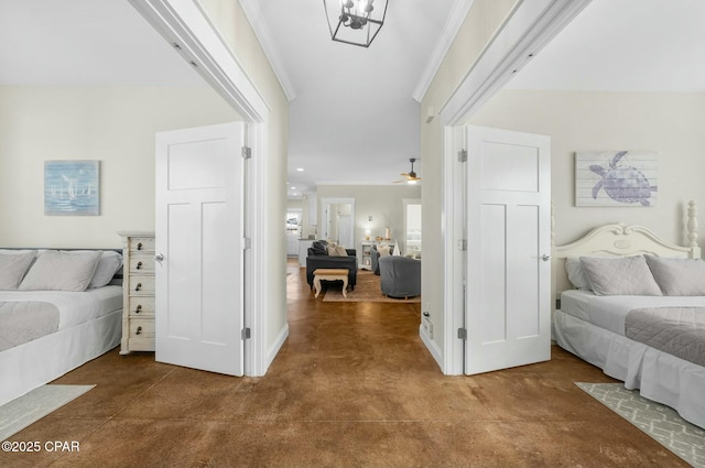 bedroom with ornamental molding