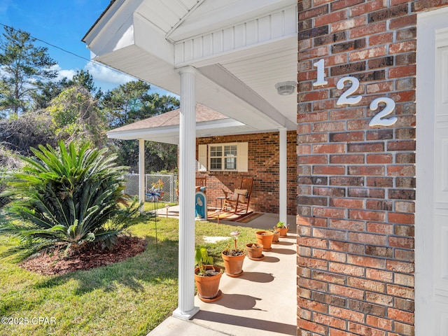 view of yard featuring a porch