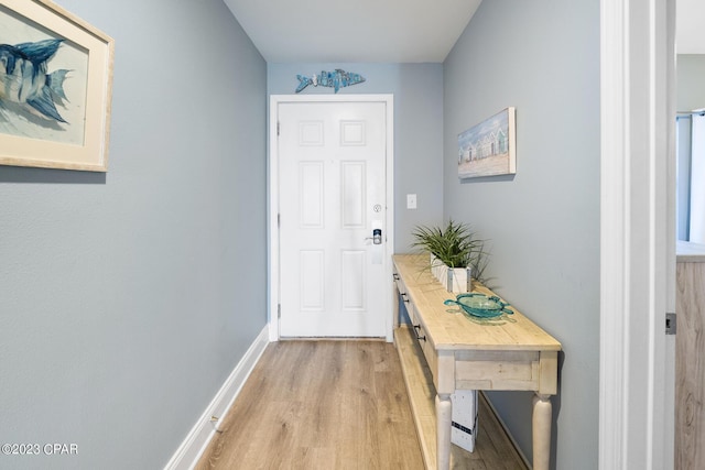 entryway with light hardwood / wood-style flooring