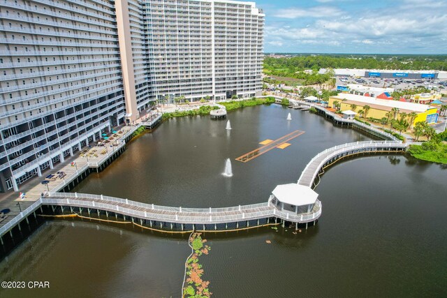 bird's eye view featuring a water view