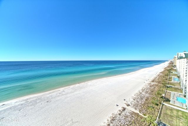 property view of water with a beach view