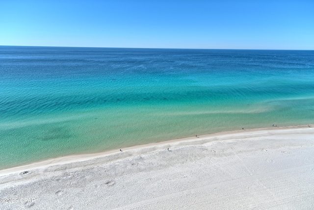 view of water feature with a view of the beach