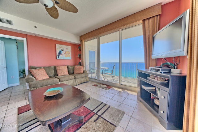 view of tiled living room