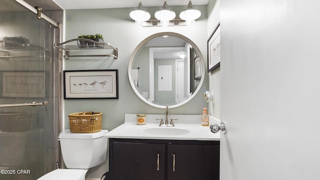 4271 Kingfish Ln Unit 271, Panama City Beach, FL 32408 - full bathroom with vanity, toilet, and a stall shower