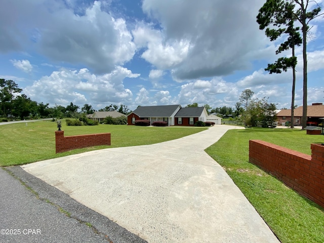 exterior space with a garage and a front yard