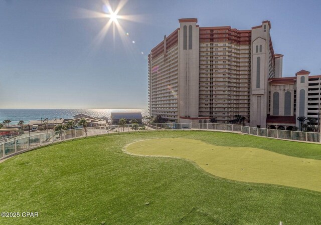 view of property's community with a water view