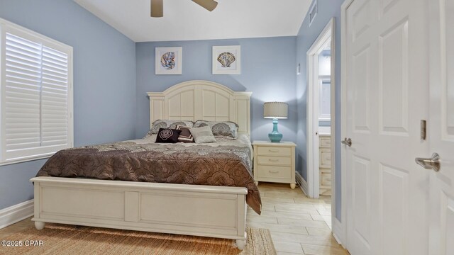 bedroom featuring ceiling fan