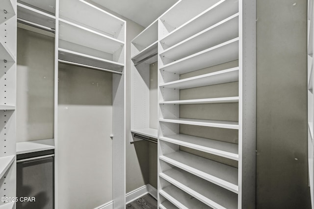 walk in closet featuring hardwood / wood-style floors