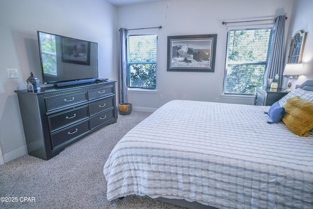 bedroom with carpet flooring and multiple windows