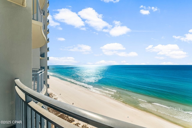 property view of water featuring a view of the beach