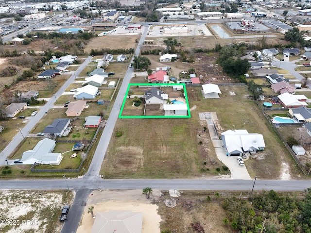 aerial view with a residential view