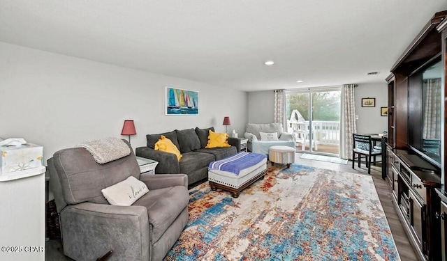 living room featuring hardwood / wood-style floors