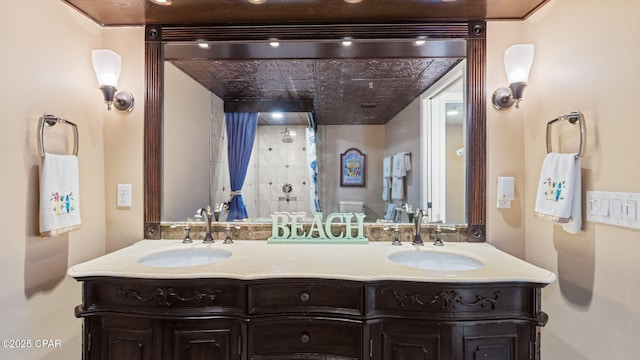 bathroom featuring vanity and walk in shower