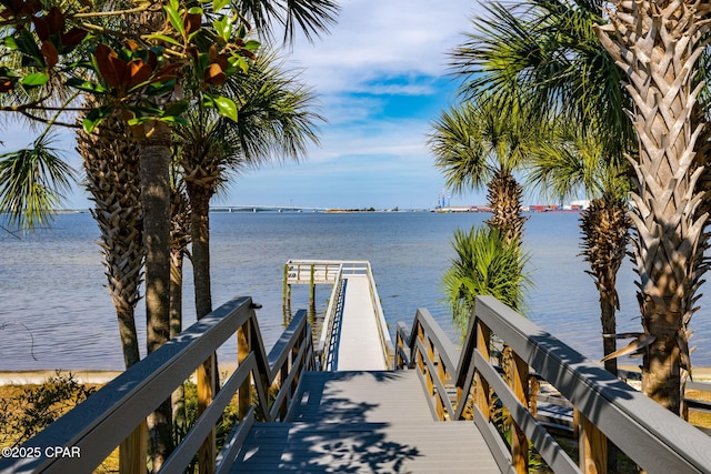 view of dock featuring a water view