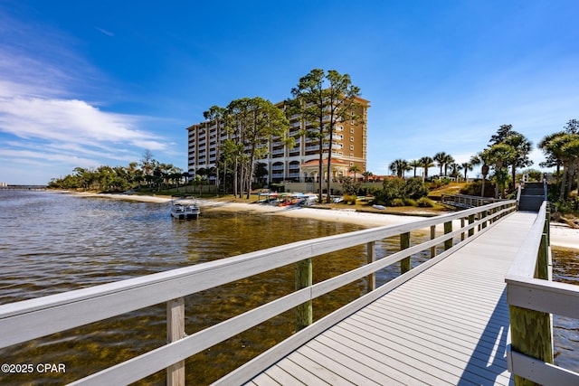 dock area featuring a water view