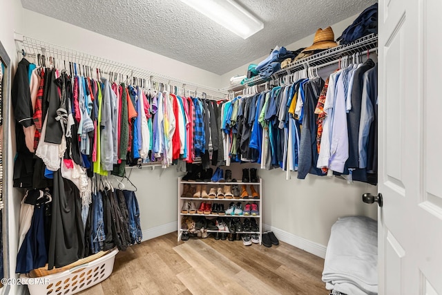 spacious closet featuring hardwood / wood-style flooring