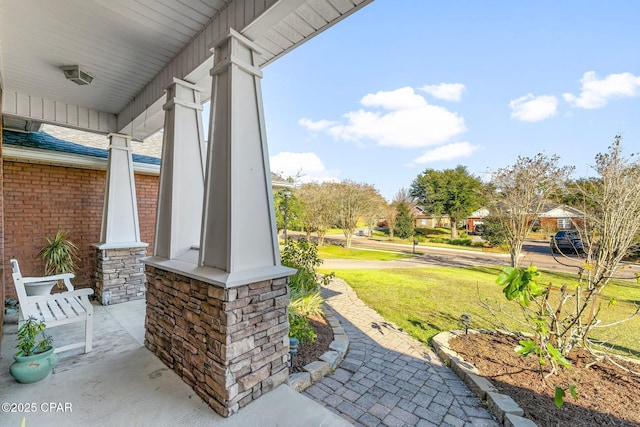 view of patio featuring covered porch