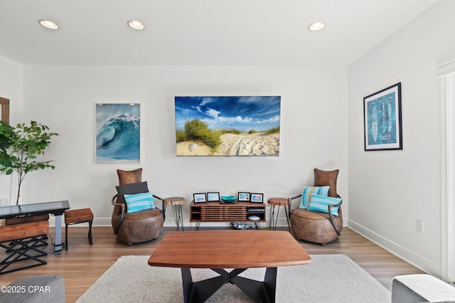 living area with light wood-type flooring