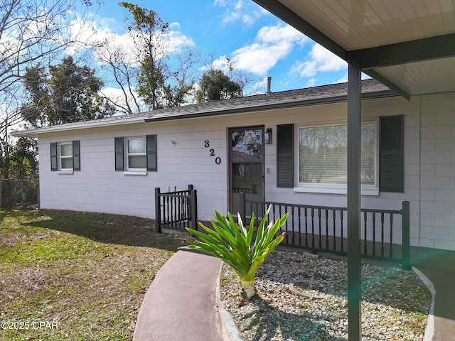 view of single story home