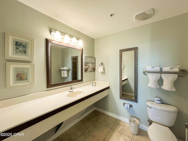 bathroom with tile patterned flooring, toilet, and sink