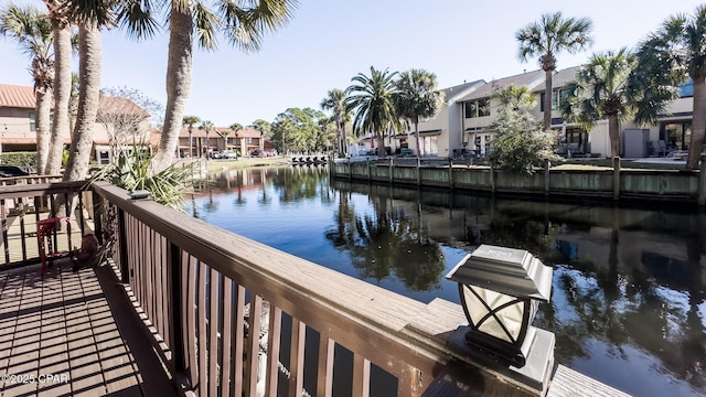 view of dock featuring a water view