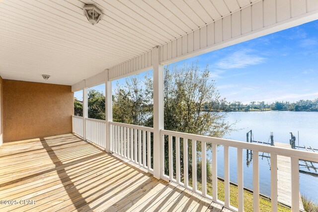 deck with a water view