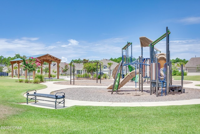 view of play area with a lawn