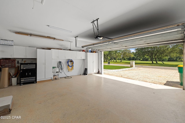 garage with a garage door opener