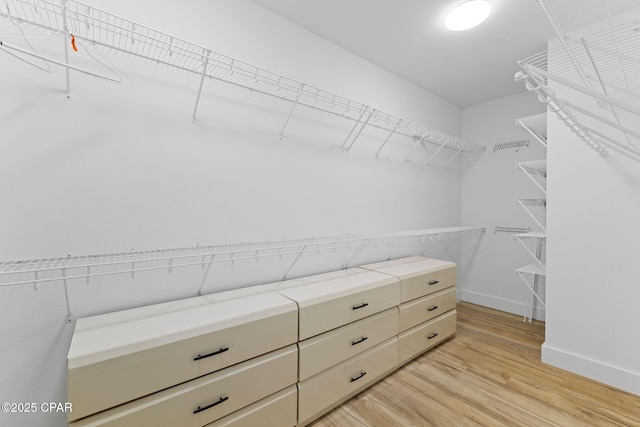 walk in closet featuring light wood-type flooring