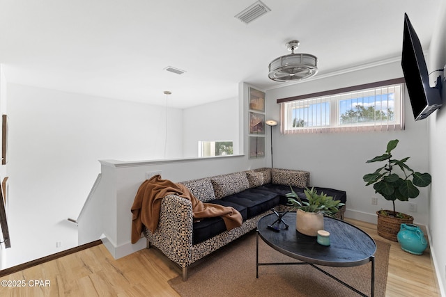 living room featuring light hardwood / wood-style floors