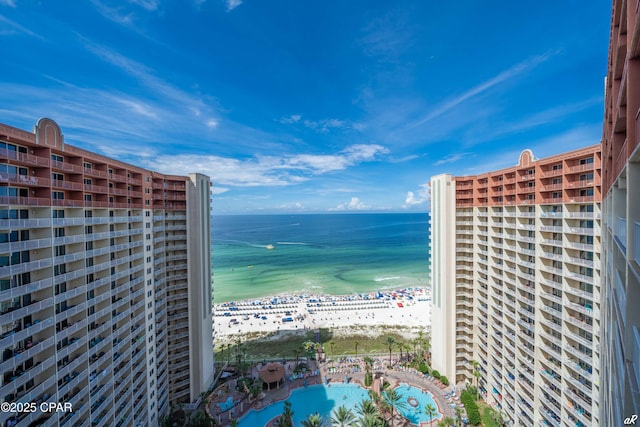 water view with a view of the beach