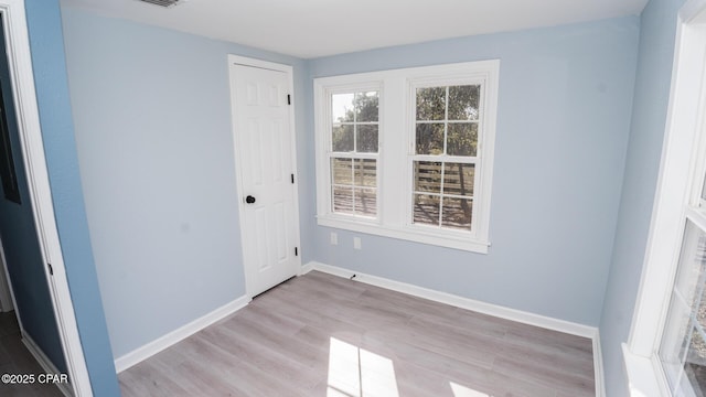 unfurnished room featuring light hardwood / wood-style floors