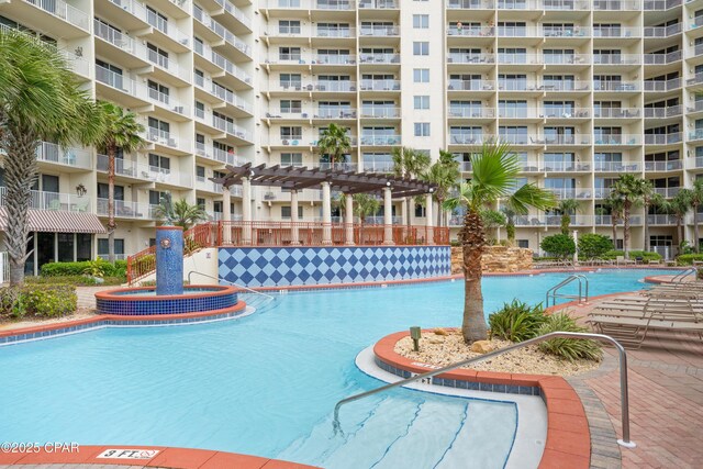 view of pool featuring a pergola