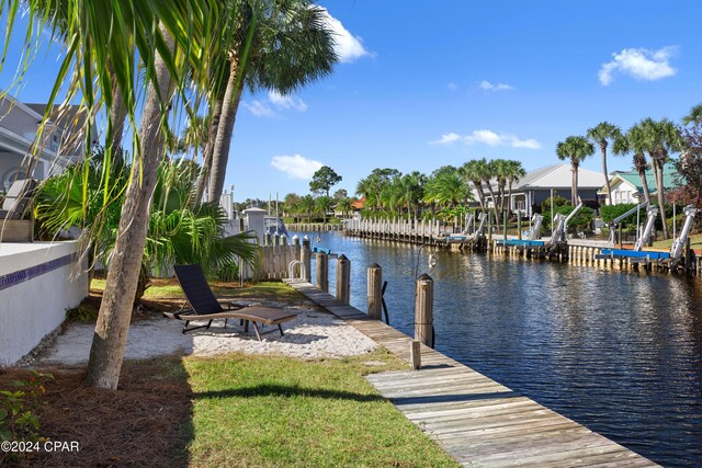 view of dock featuring a water view