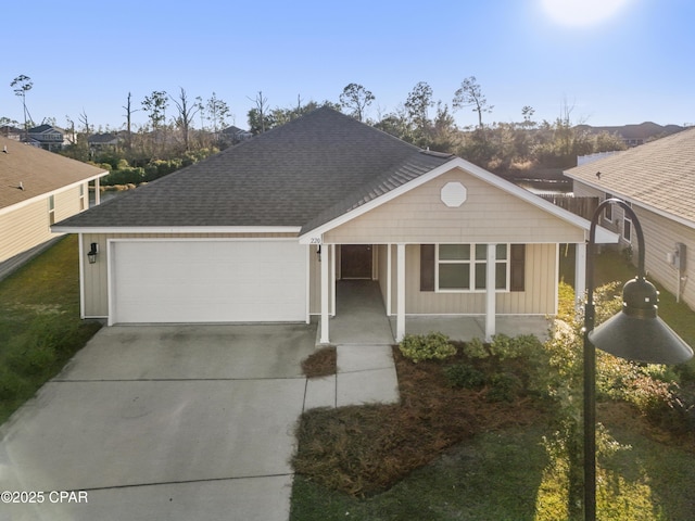 single story home featuring a garage