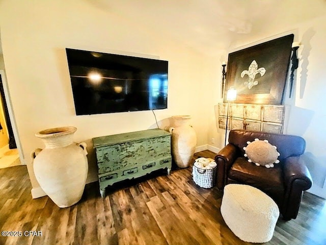 living area featuring hardwood / wood-style floors