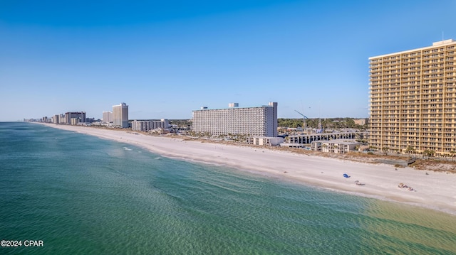 property view of water with a beach view