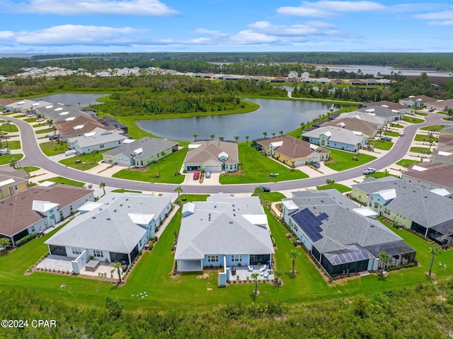 bird's eye view featuring a water view