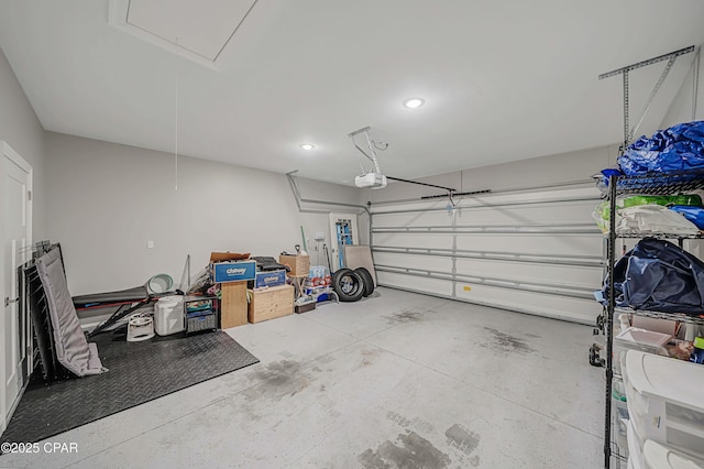 garage with a garage door opener