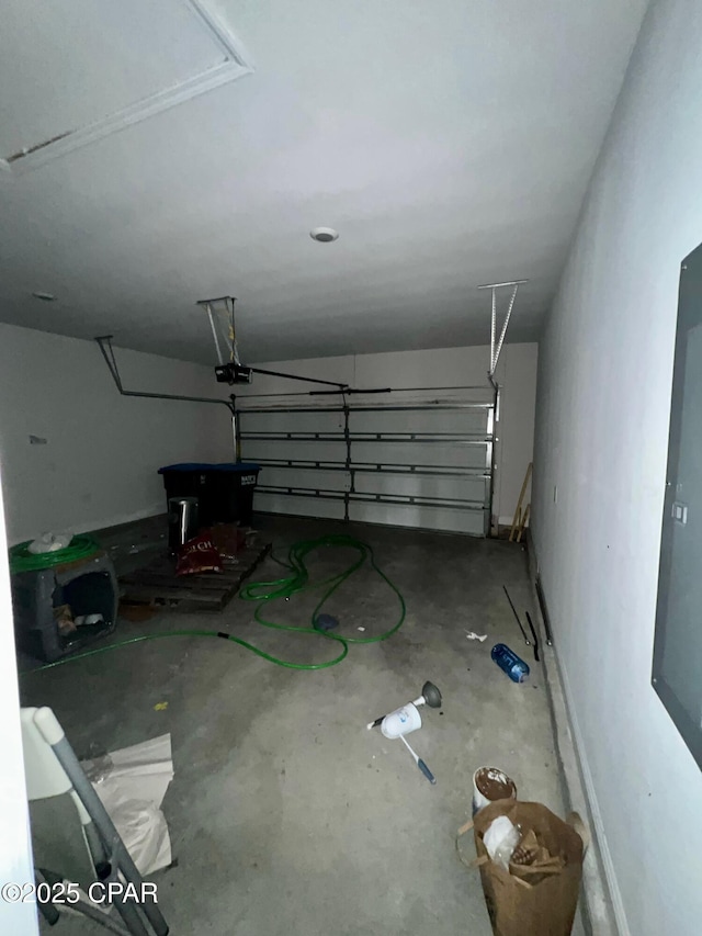 garage with a garage door opener