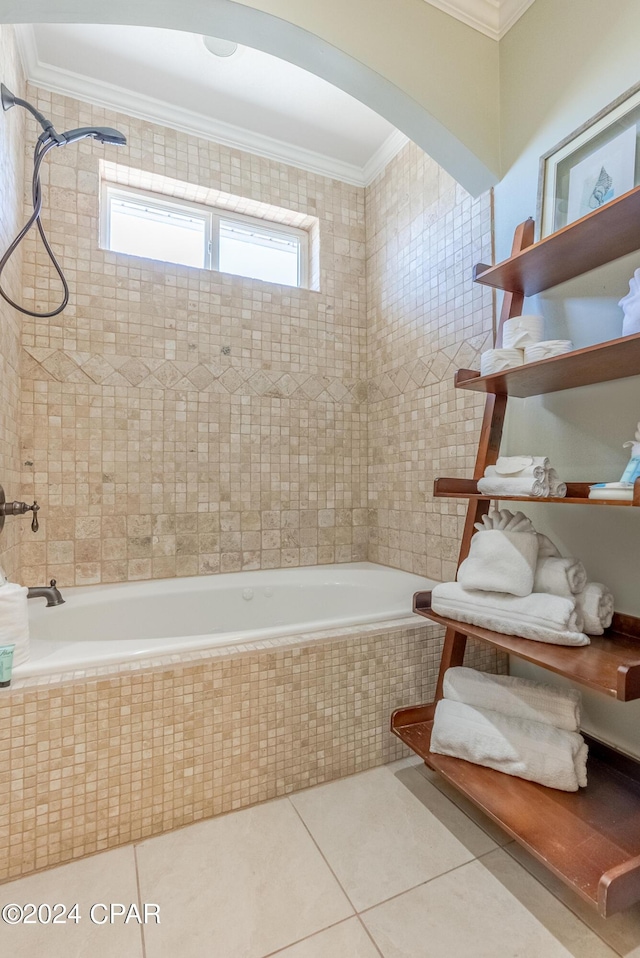 bathroom featuring crown molding and tile patterned floors