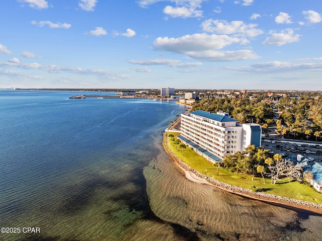 bird's eye view featuring a water view