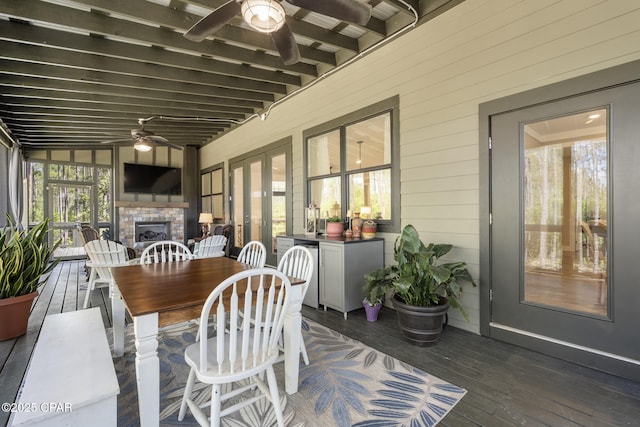 6509 W Sundew Marsh Trl, Panama City Beach, FL 32413 - sunroom with french doors and beam ceiling