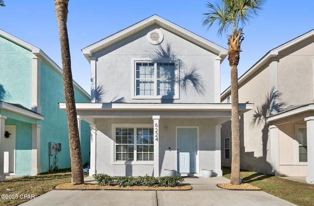 front facade with a porch