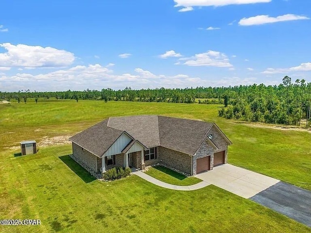 aerial view featuring a rural view