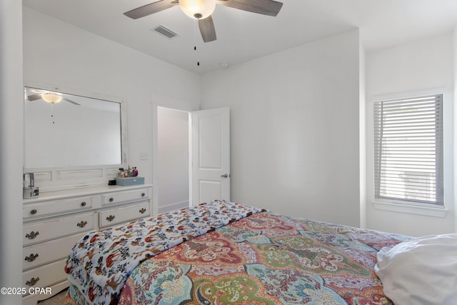 bedroom featuring ceiling fan