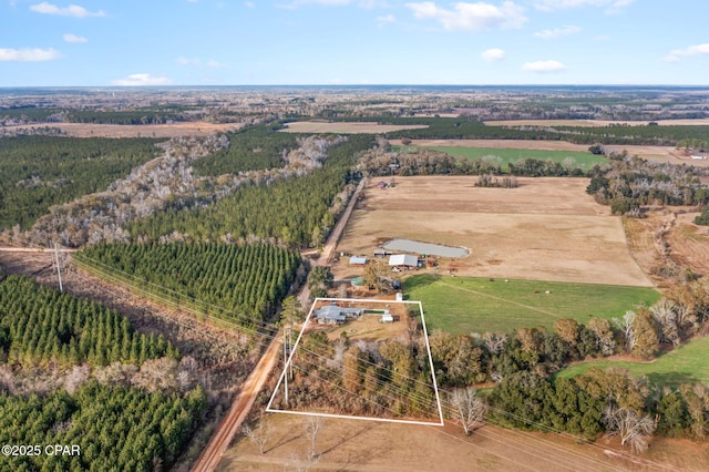 aerial view with a rural view