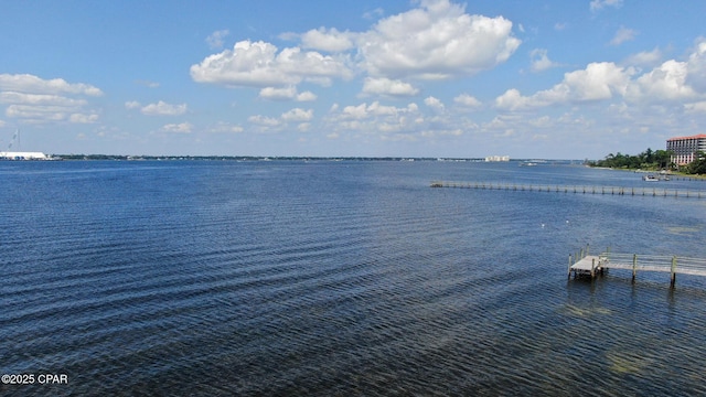 property view of water with a boat dock