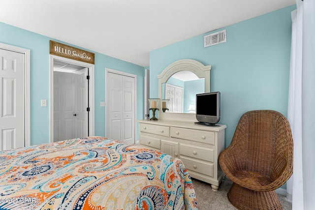 carpeted bedroom featuring a closet